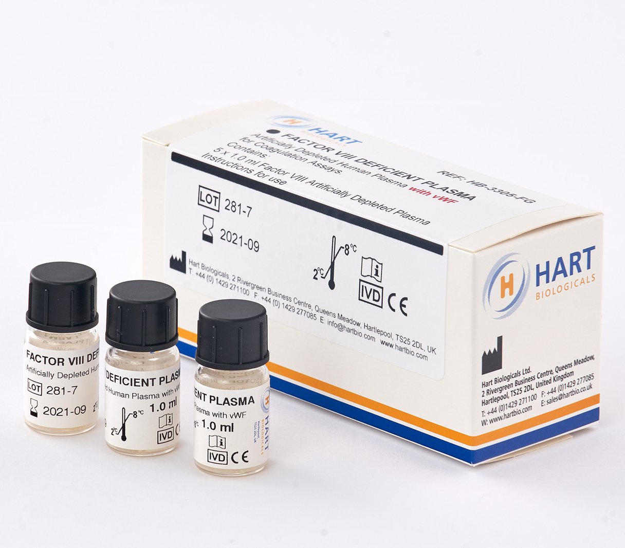 Factor VIII Deficient Plasma with vWF Hart Biologicals