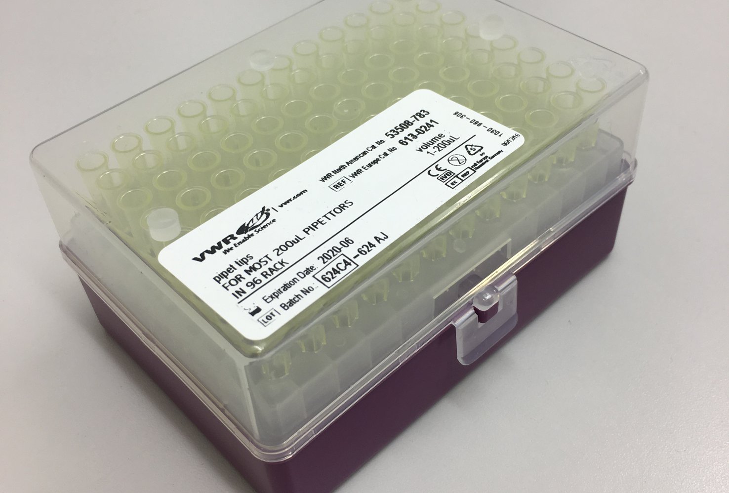 Yellow Pipette Tips - 200ul - Tray of 96